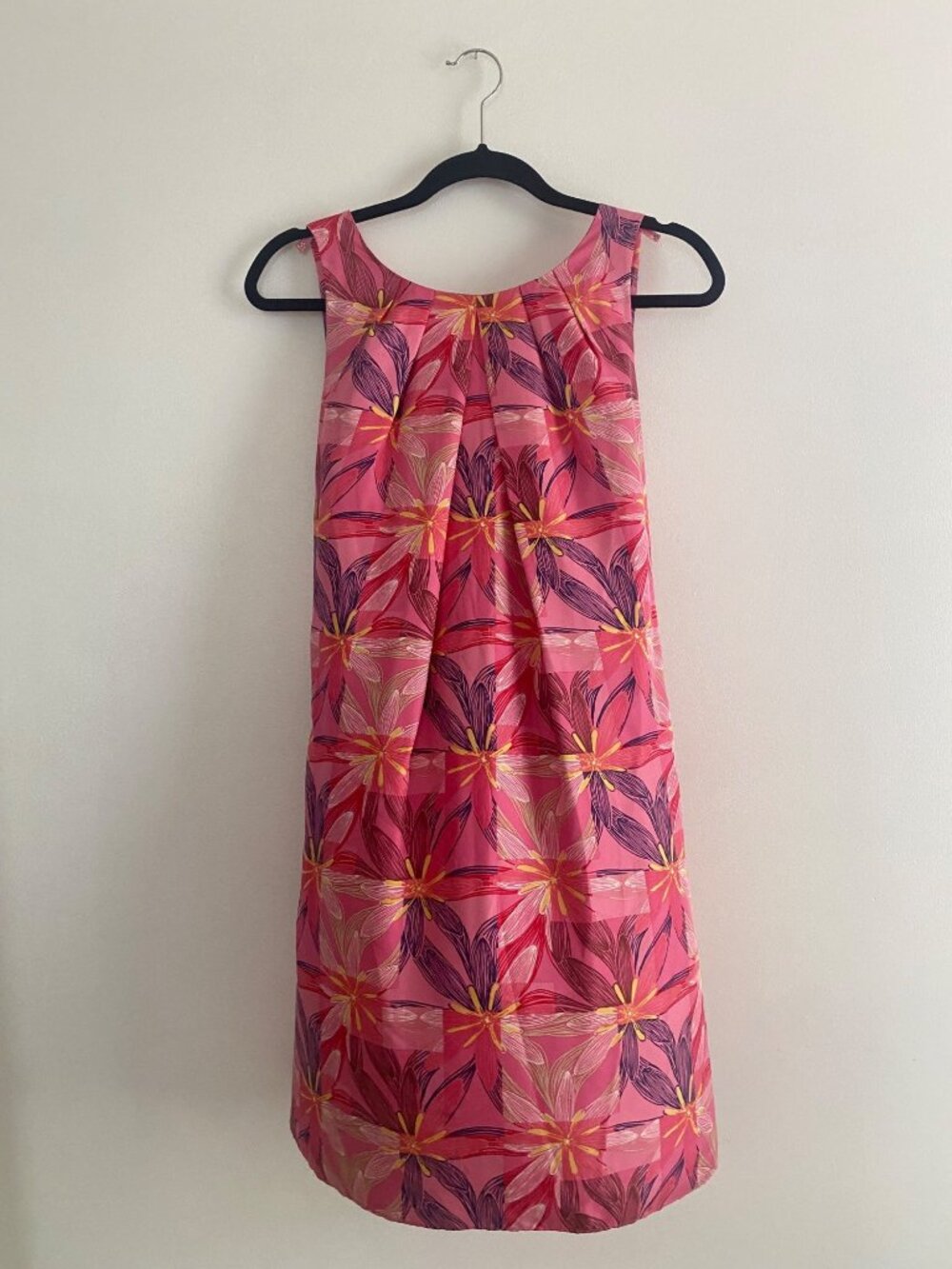 Lilly Pulitzer 100% Silk Pink Floral Shift Dress With Belt Size 2